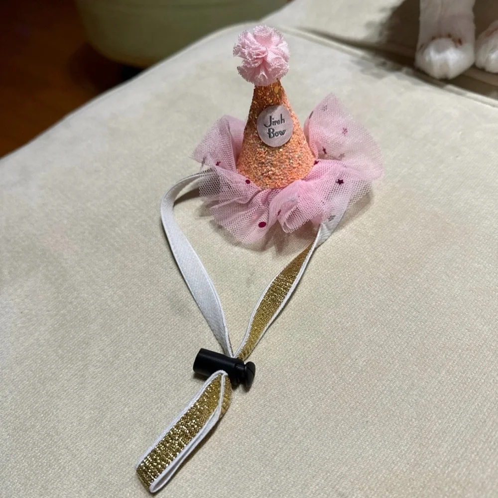 Pink and Gold Cat Party Hat